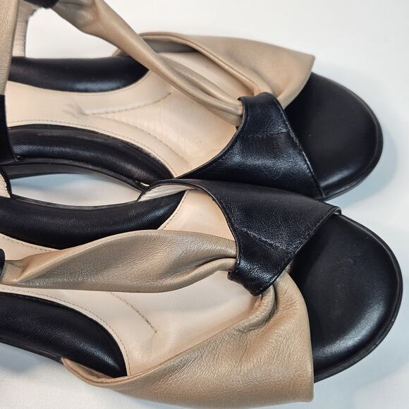 BeautiFeel Hailey Black Nude Leather Sandals Size 41 EU / 9.5 US - Picture 7 of 9